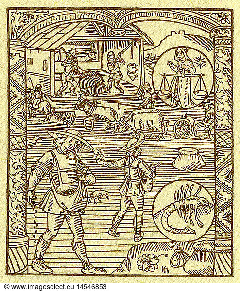 SG hist.  Kalender  Monatsbilder  Oktober  Holzschnitt  Frankreich  15. Jahrhundert