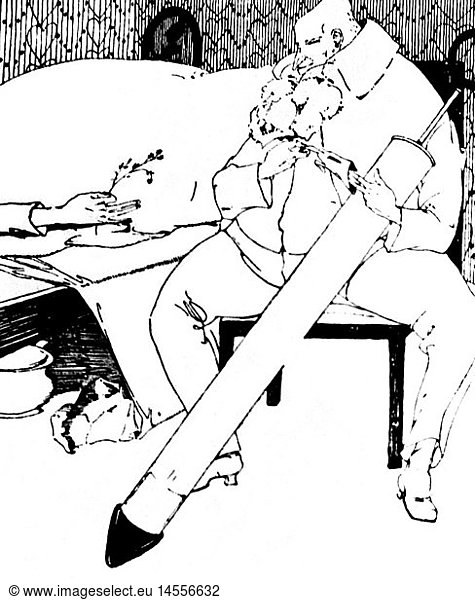 SG hist.  Karikatur  'Das VergiÃŸmeinnicht'  Zeichnung von Willi Geiger (1878 - 1971)  aus: 'Das gemeinsame Ziel und Anderes'  1907