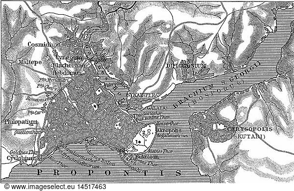 SG hist  Kartographie  Geschichtskarten  Konstantinopel im Mittelalter  Xylografie  Deutschland  19. Jahrhundert