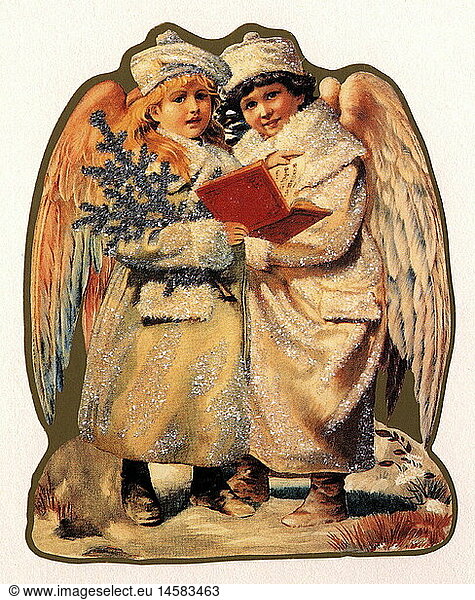 SG hist.  Kitsch  Engel  farbige Darstellung  um 1900 SG hist., Kitsch, Engel, farbige Darstellung, um 1900,