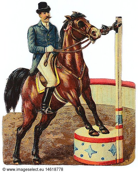 SG hist.  Kitsch  Glanzbilder  Zirkusreiter  Chromolithographie  Ende 19. Jahrhundert