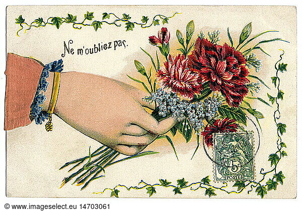 SG hist.  Kitsch  GruÃŸkarten  Blumengruss  Frankreich  um 1905