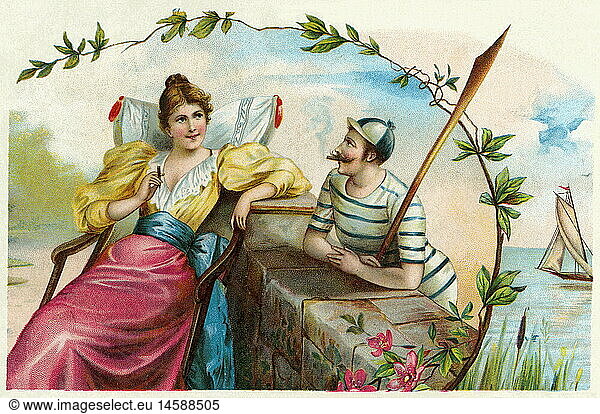 SG hist.  Kitsch / Karten / Souvenir  Flirt  Lithographie  Deutschland  1899
