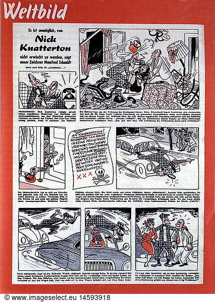 SG hist.  Literatur  Comic  Comicfigur  'Nick Knatterton'  Kurzgeschichte  erschienen in 'Weltbild' 24/1951 SG hist., Literatur, Comic, Comicfigur, 'Nick Knatterton', Kurzgeschichte, erschienen in 'Weltbild' 24/1951,