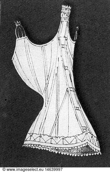 SG hist.  Mode  Anfang 20. Jahrhundert / Jahrhundertwende  SchnÃ¼rkorsett  Zeichnung  um 1900