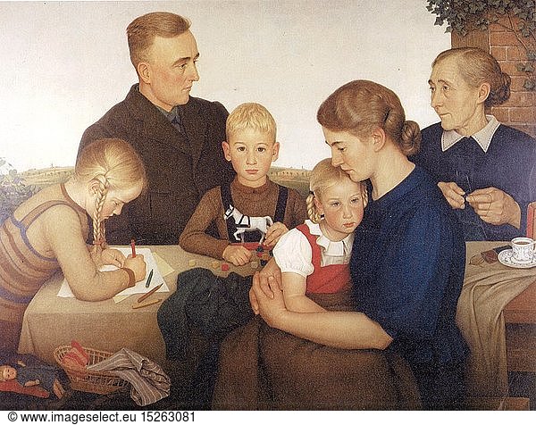 SG hist.  Nationalsozialismus  Kunst  GemÃ¤lde  Adolf Wissel: 'Kahlenberger Bauernfamilie'  1939