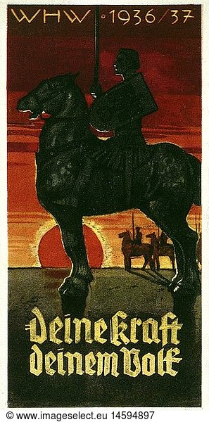 SG. hist.  Nationalsozialismus  Organisationen  Winterhilfswerk (WHW)  1936/1937  'Deine Kraft dem Volk'  Plakat 1936