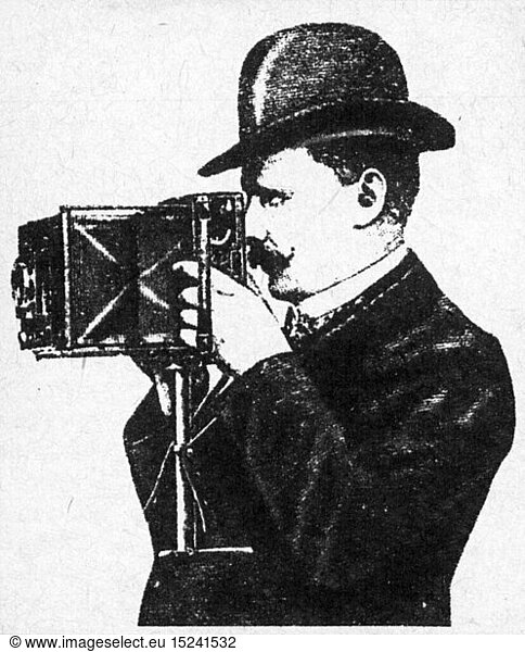 SG hist.  Photographie  Photographen  Fotograf mit Kamera  Zeichnung  um 1900