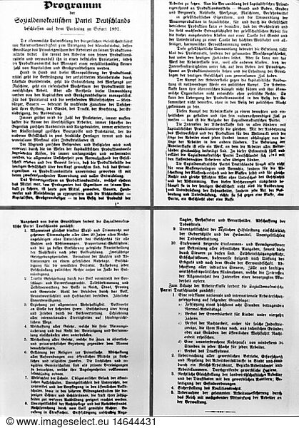 SG hist.  Politik  Parteien  Sozialdemokratische Partei Deutschlands (SPD)  Dokumente  Erfurter Programm  20.10.1891