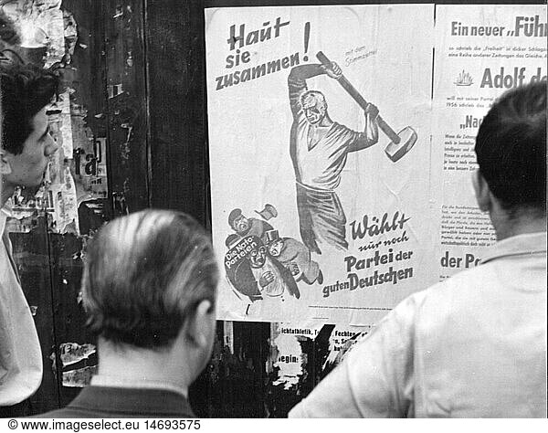 SG hist.  Politik  Wahlen  Bundestagswahl 1957  Wahlplakat der Partei der Guten Deutschen  1.8.1957  Slogan: 'Haut sie zusammen!'