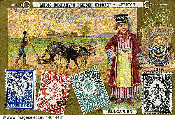 SG hist.  Post  Briefmarken  bulgarische Briefmarken  Bulgarien  bulgarisch  1879  1889  Liebig Sammelbild  Deutschland  um 1898