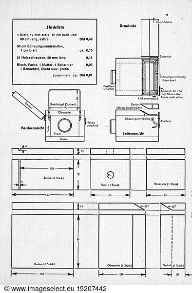 SG hist.  Presse  Zeitschriften  'Hobby'  Artikel 'Kamera ohne Linse'  Anleitung zum Bau einer Lochkamera  Heft 2  Stuttgart  Februar 1957