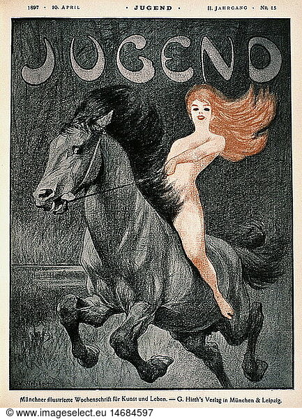 SG hist.  Presse  Zeitschriften/Magazine  'Jugend'  MÃ¼nchen  2. Jahrgang  Nummer 15  1897  Titel von F.X. Weisheit