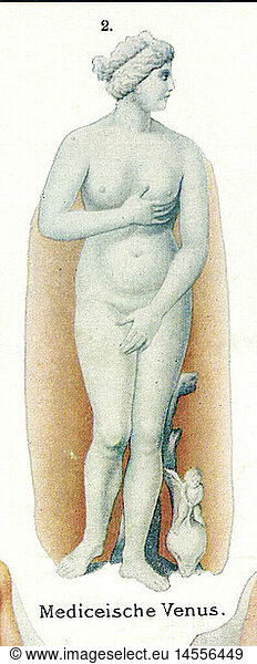 SG hist.  Religion  Antike  Griechische Mythologie  Mediceische Venus  Farbdruck  um 1900