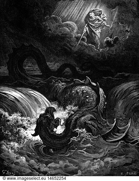 SG hist  Religion  Biblische Szenen  'Untergang des Leviathan'  Xylographie zur Bibel von Gustave DorÃ©  1866