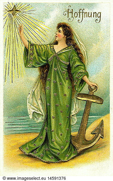 SG hist.  Religion  Christentum  christliches Symbol Hoffnung  Allegorie  Deutschland  1907
