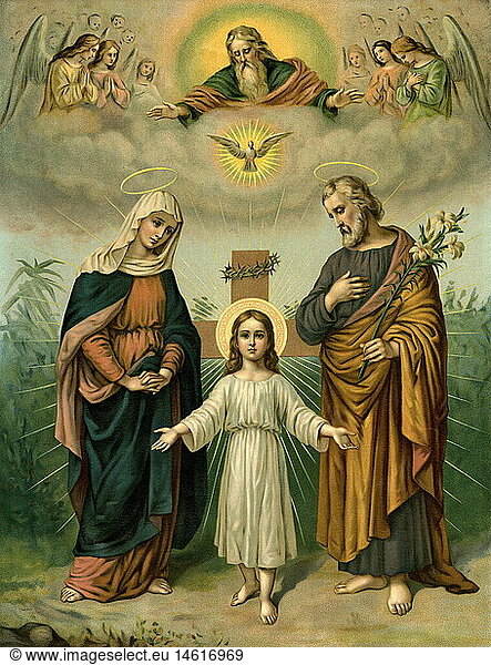 SG hist.  Religion  Christentum  Heilige Familie  religiÃ¶ses Wandbild  Deutschland  um 1900