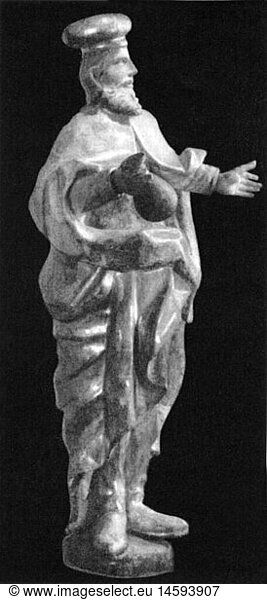 SG hist.  Religion  Christentum  Heilige  Heiliger Cosmas  Skulptur  Holz  Schweiz  Mitte 18. Jahrhundert  Deutsches Apothekenmuseum  Heidelberg