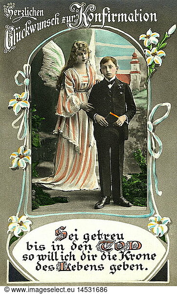 SG hist.  Religion  Christentum  Herzlichen GlÃ¼ckwunsch zur Konfirmation  kolorierte Postkarte  Deutschland  um 1914