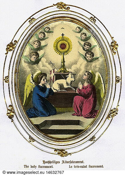 SG hist.  Religion  Christentum  Hochheiliges Altarsakrament  Andachtsbild  Deutschland  um 1880