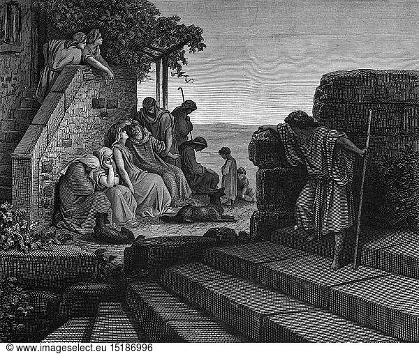 SG hist.  Religion  Christentum  Jesus Christus  Gleichnisse  die RÃ¼ckkehr des verlorenen Sohns  Xylografie von Gustave Dore (1832 - 1883)  Tours  1866