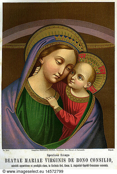 SG hist.  Religion  Christentum  Madonna mit Kind  Chromolithographie  Regensburg  1888
