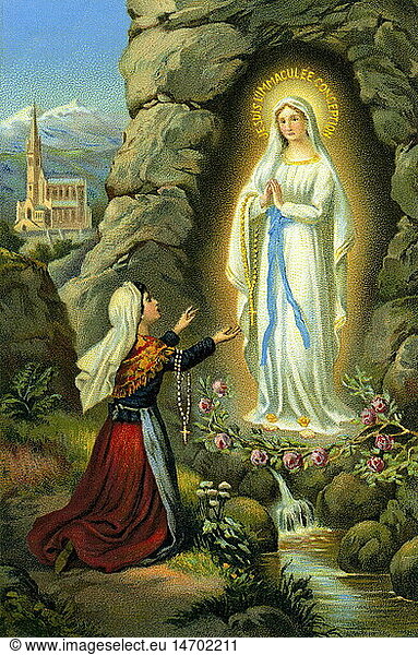 SG hist.  Religion  Christentum  Marienerscheinung  Lourdes  1858