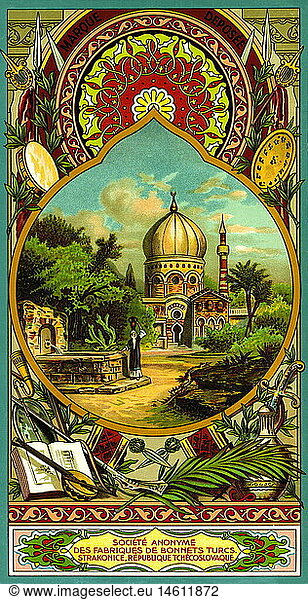 SG hist.  Religion  Islam  Moschee mit Minarett  Tuerkei  um 1920 SG hist., Religion, Islam, Moschee mit Minarett, Tuerkei, um 1920,