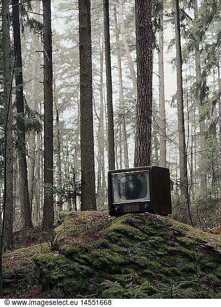 SG hist.  Rundfunk  Fernsehen  Fernseher im Wald  Grundig (1954)  Deutschland SG hist., Rundfunk, Fernsehen, Fernseher im Wald, Grundig (1954), Deutschland,