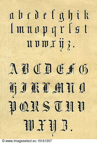 SG hist.  Schreiben  Schrift  Frakturschrift  Alphabet  Deutschland  um 1855