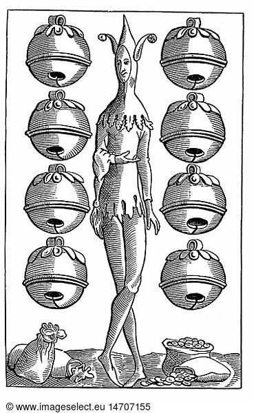 SG hist.  Spiel  Karten  Spielkarte  deutsches Blatt  Schellen acht  16. Jahrhundert  Xylografie  Grafische Abteilung  Kaiserliche Bibliothek  Paris