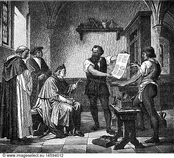 SG hist.  Technik  Buchdruck  erste Buchdruckerei in Bamberg 1461 SG hist., Technik, Buchdruck, erste Buchdruckerei in Bamberg 1461,