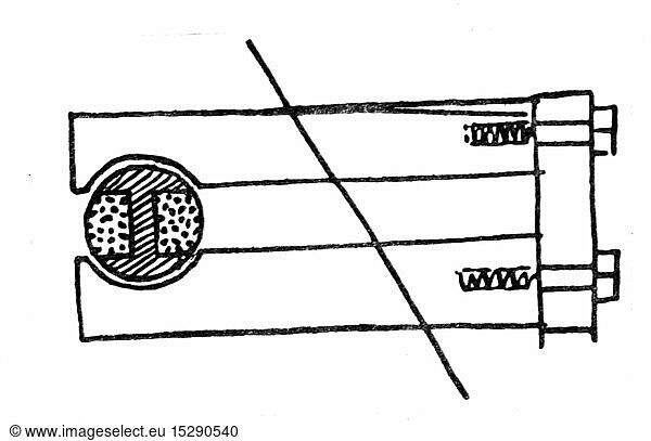 SG hist.  Technik  Elektrotechnik  Doppel-T-Anker von Werner Siemens  Zeichnung aus der Patentschrift  1856