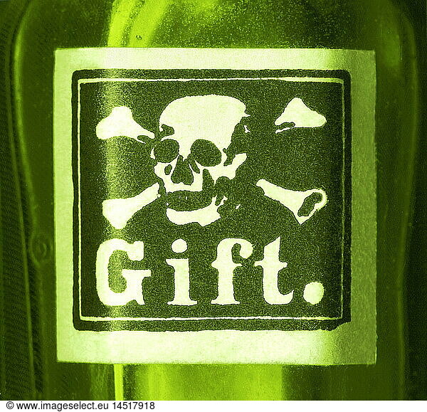 SG hist.  Tod  Gift  Giftflasche  Detail  Giftetikett  Deutschland  um 1925