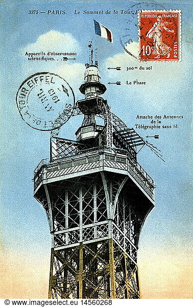 SG hist.  Tourismus  Souvenirs  Eiffelturm  La Tour Eiffel  (1889)  historische Ansichtskarte  April 1913
