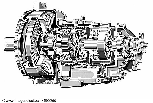 SG hist  Verkehr  Autos  Mercedes-Benz 300 SE  automatisches Getriebe  Zeichnung  1961