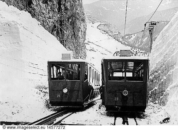SG hist.  Verkehr  Eisenbahn  Bergbahn  elektrische Bergbahn 'Pilatusbahn'  die ersten Wagen  30er Jahre SG hist., Verkehr, Eisenbahn, Bergbahn, elektrische Bergbahn 'Pilatusbahn', die ersten Wagen, 30er Jahre