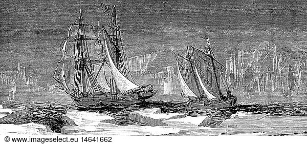 SG hist.  Verkehr  Schiffahrt  Segelschiffe  russische Polarexpedition  Winter 1862 / 1863