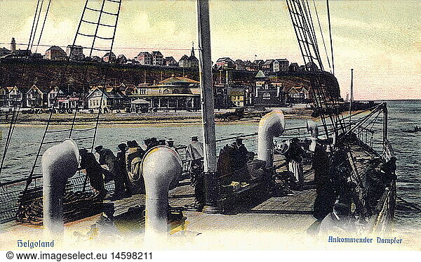 SG hist.  Verkehr  Schifffahrt  Ankunft mit dem Dampfer  Insel Helgoland  Deutschland  1904