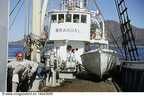 SG hist.  Verkehr  Schifffahrt  Segelschiff 'Brandal'  GrÃ¶nland  1962