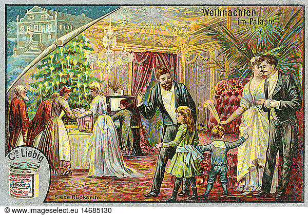 SG hist.  Weihnachten  Weihnachten im Palast  luxuriÃ¶ses Weihnachtsfest bei einer sehr reichen Familie  Liebigbild  1900