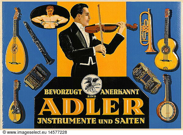 SG hist.  Werbung  Adler Musikinstrumente  Deutschland  um 1929
