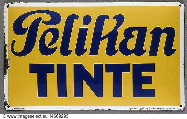 SG hist.  Werbung  Haushalt  Schreibwaren  Werbeschild fÃ¼r Pelikan Tinte  um 1900
