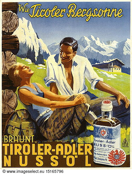 SG hist.  Werbung  Kosmetik  Tiroler Adler NussÃ¶l  SonnenÃ¶l  Ã–sterreich  1938