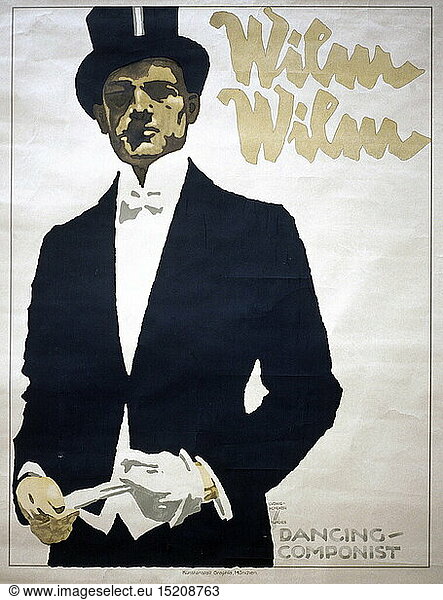 SG hist.  Werbung  Ludwig Hohlwein (1874 - 1949)  Werbeplakat fÃ¼r Wilm Wilm  Dancing Componist  Druck: Kunstanstalt Graphia  MÃ¼nchen  1920er Jahre