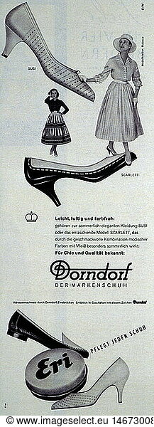 SG hist.  Werbung  Mode  Schuhe  'Dorndorf' Damenschuhe und Schuhcreme 'Eri'  Anzeige  'Film und Frau'  9.9.1957