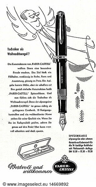 SG hist.  Werbung  Schreibwaren  Faber Castell  Anzeige in Zeitschrift  1955
