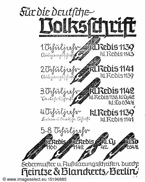 SG hist.  Werbung  Schreibwaren  Schreibfedern  Heintze und Blanckert  Berlin  Anzeige  August 1934