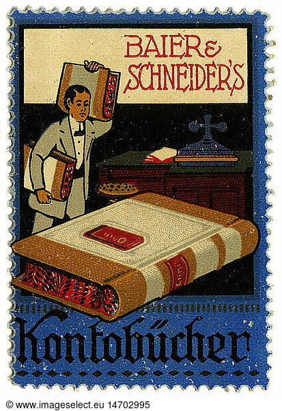 SG hist.  Werbung  Werbemarken  Baier & Schneiders KontobÃ¼cher  Deutschland  um 1910
