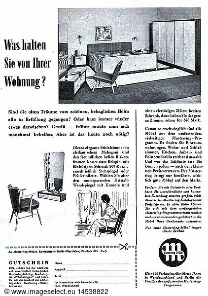 SG hist.  Werbung  Wohnungseinrichtung  Musterring MÃ¶bel  Anzeige in der Zeitschrift 'Revue'  Heft Nr. 44  29.10.1955